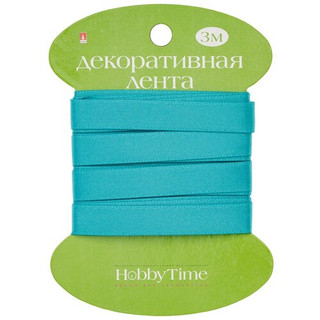 Лента декоративная атласная, 9мм х 3м, бирюзовая