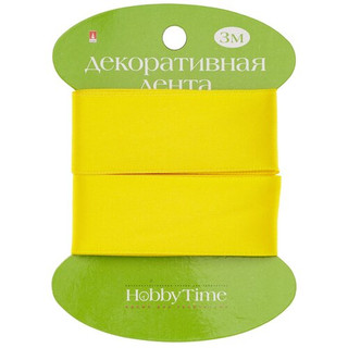 Лента декоративная атласная, 25мм х 3м, желтая