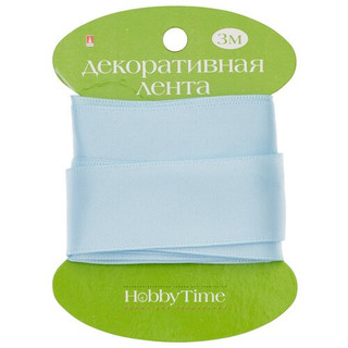 Лента декоративная атласная, 25мм х 3м, голубая