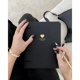 Тетрадь Romantic, 120 листов, клетка, черный, на кольцах 4