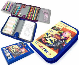 Пенал Yalong для мальчиков с 2-мя створками, текстиль, артику...