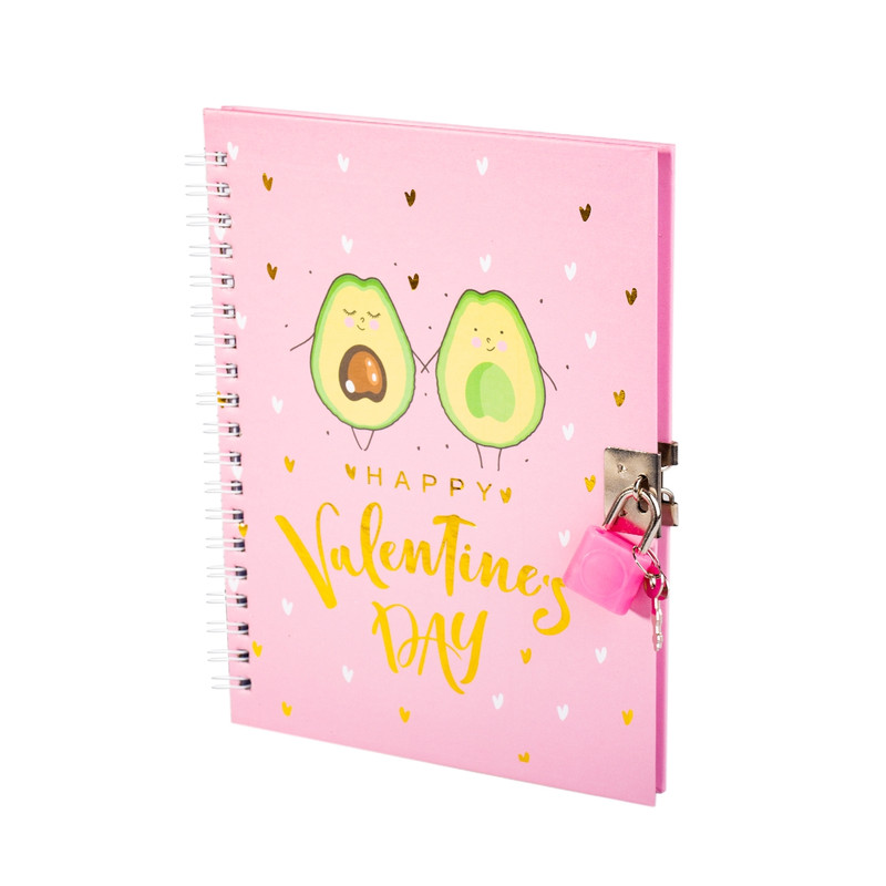 Подарочный блокнот 'Авокадо-парочка' 50 листов, 13х18 см, на гребне, с замочком