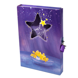 Подарочный блокнот 'Золотые звезды' 45 листов, в футляре, фиолетовый