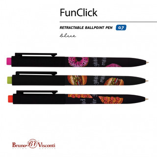 Ручка шариковая 'FunClick. Food in black' 0.7 мм, синяя, в ассортименте 2