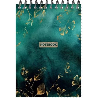 Блокнот Floral А6, 60 л, клетка, на спирали, зеленый