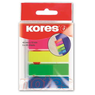 Закладки клейкие пластиковые, 5 цветов по 25 закладок, Film Kores 45105