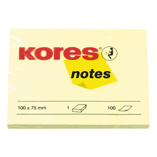 Бумага для заметок Kores 100х75 мм, 100 листов, желтый