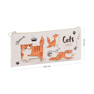 Пенал мягкий 'Cats' 20х10 см, искусственная кожа 2