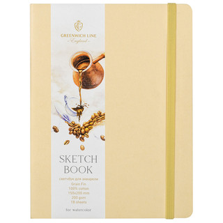 Скетчбук для акварели 18 листов, 15х20 см, 100% хлопок, 200г/...