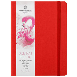 Скетчбук для акварели 18 листов, 15х20 см, 100% хлопок, 200г/...