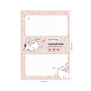 Сменный блок А5, 80 листов, в клетку, 'Нappy cat' 3