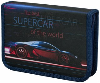 Пенал 'Super car' 1 отделение, 2 откидные планки, черный 1