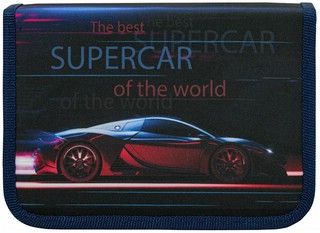 Пенал 'Super car' 1 отделение, 2 откидные планки, черный 2