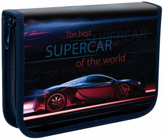 Пенал 'Super car' 1 отделение, 2 откидные планки, черный 3
