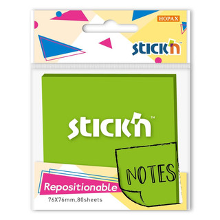 Блок самоклеящийся Stick`n 76х76 мм, 80 листов, зеленый