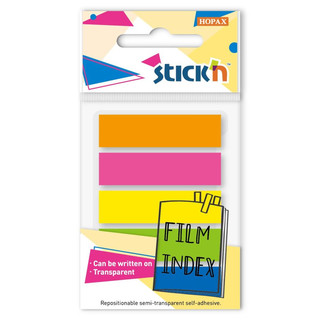 Закладки самоклеящиеся Stick`n пластиковые, 5 цветов по 20 листов, 45х12 мм