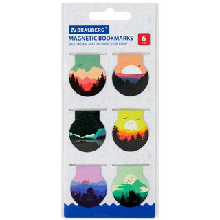 Закладки магнитные для книг 'Sunset' в наборе 6 шт по 30х25 мм