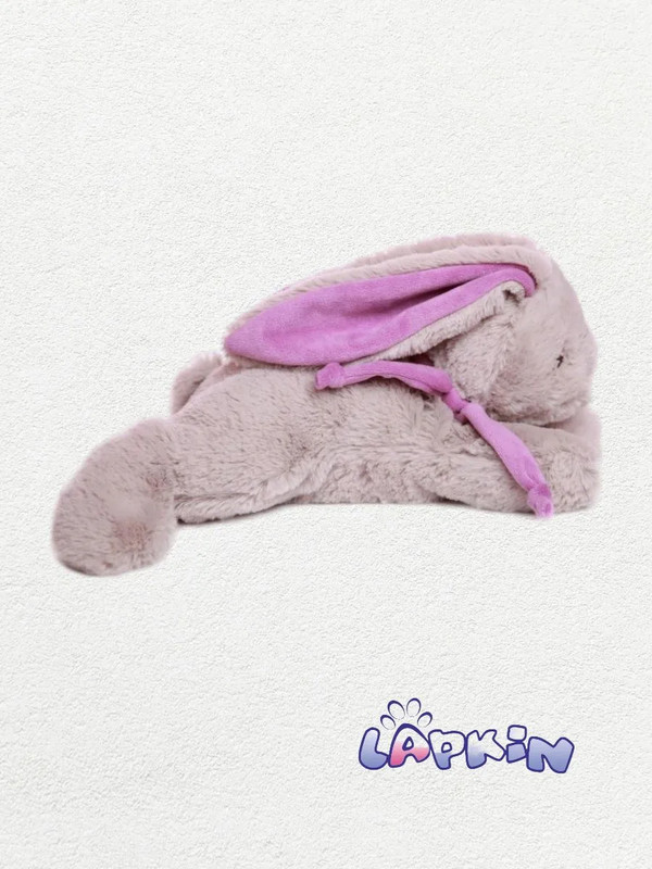 Мягкая игрушка Кролик серый с фиолетовым шарфом, 45 см, Лапкин 