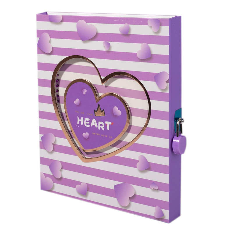 Подарочный блокнот 'Два сердца' А5, футляр с замочком