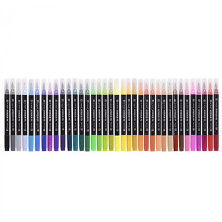 Фломастеры двухстороние 36 шт / 36 цвета, Yalong, пластиковый пенал с ручкой 3