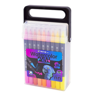 Фломастеры двухстороние 36 шт / 36 цвета, Yalong, пластиковый пенал с ручкой 4