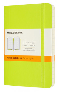 Записная книжка в линейку Moleskine 'Classic Soft' Pocket, 90x140 мм 192 стр мягкая обложка, лайм