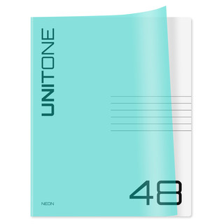 Тетрадь 48 л, клетка 'UniTone. Neon' пластиковая обложка, неон голубой