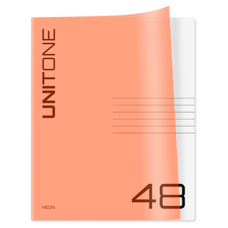 Тетрадь 48 л, клетка 'UniTone. Neon' пластиковая обложка, неон оранжевый