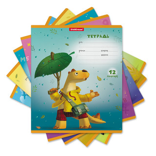 Тетрадь школьная ученическая ErichKrause Динозаврик, 12 листо...
