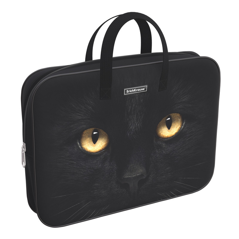 Папка текстильная на молнии А4+ с ручками Black Cat