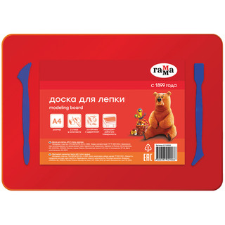 Доска для лепки А4 + 2 стека, пластик, красный 1