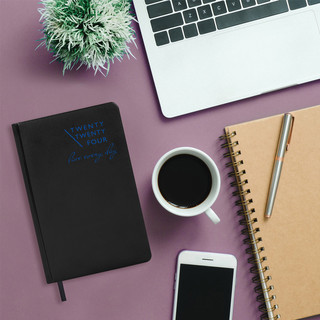 Ежедневник на 2024г, А5, 'Chameleon', под кожу, черный/синий 17