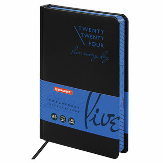 Ежедневник на 2024г, А5, 'Chameleon', под кожу, черный/синий 1