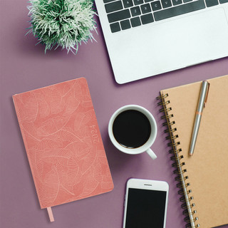 Ежедневник на 2024г, А5, 'Foliage', под кожу, коралловый 15