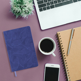 Ежедневник на 2024г, А5, 'Foliage', под кожу, сиреневый 15