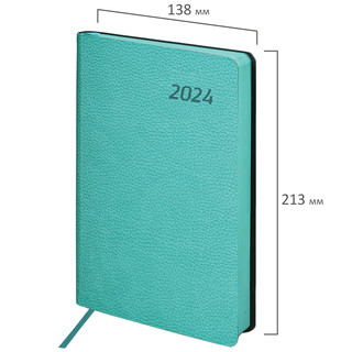 Ежедневник датированный 2024 BRAUBERG 'Stylish', А5 138x213 мм, гибкий, бирюзовый, 114893 3