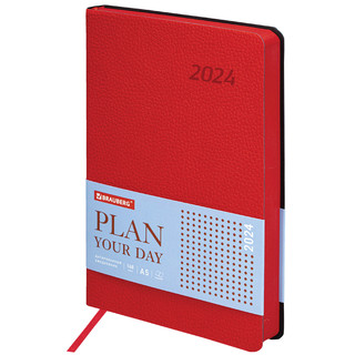 Ежедневник датированный 2024 BRAUBERG 'Stylish', формат А5 138x213 мм, гибкий, красный, 114895