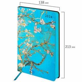 Ежедневник 2024г 'Vista' А5, под кожу, Цветущий миндаль 3