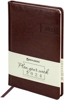 Еженедельник-планер на 2024г, А5 'Imperial' под кожу, коричневый 1