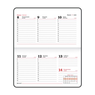 Еженедельник-планер на 2024г, А6 'Favorite' под кожу, синий 12