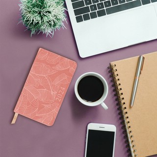 Еженедельник-планер на 2024г, А6 'Foliage' под кожу, коралловый 17