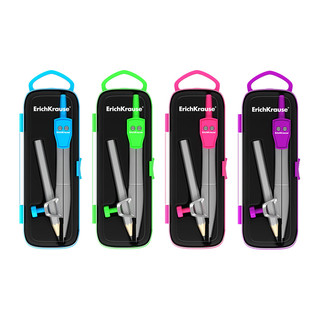 Циркуль металлический ErichKrause Neon, 123мм, с карандашом, пенал, цвет в ассортименте 2