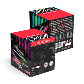 Циркуль металлический ErichKrause Neon, 123мм, с карандашом, пенал, цвет в ассортименте 4