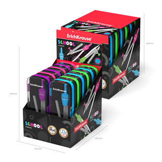 Циркуль металлический ErichKrause Neon, 123мм, с карандашом, пенал, цвет в ассортименте 6