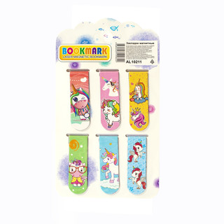 Набор из 6-ти магнитных закладок 'Единорожки' в ассортименте