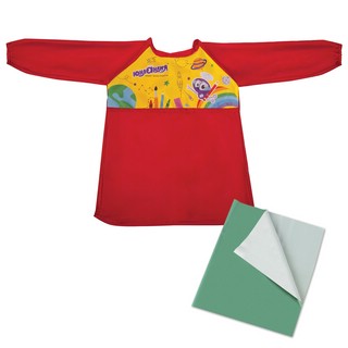 Фартук-накидка с рукавами + клеенка, ПВХ, 40x69 см, красный 2