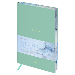 Ежедневник на 2024г, А5, 176 л, кожзам, 'Mysterious marble' сине-зеленый 1