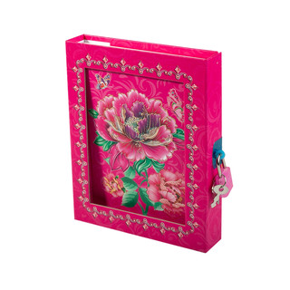 Подарочный блокнот в футляре с замочком 'Букет роз' розовый