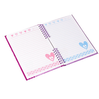 Подарочный блокнот в футляре, на гребне, с замочком 'Три сердца' фиолетовый 2