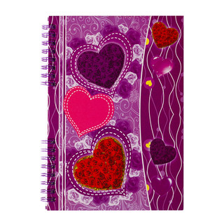 Подарочный блокнот в футляре, на гребне, с замочком 'Три сердца' фиолетовый 3